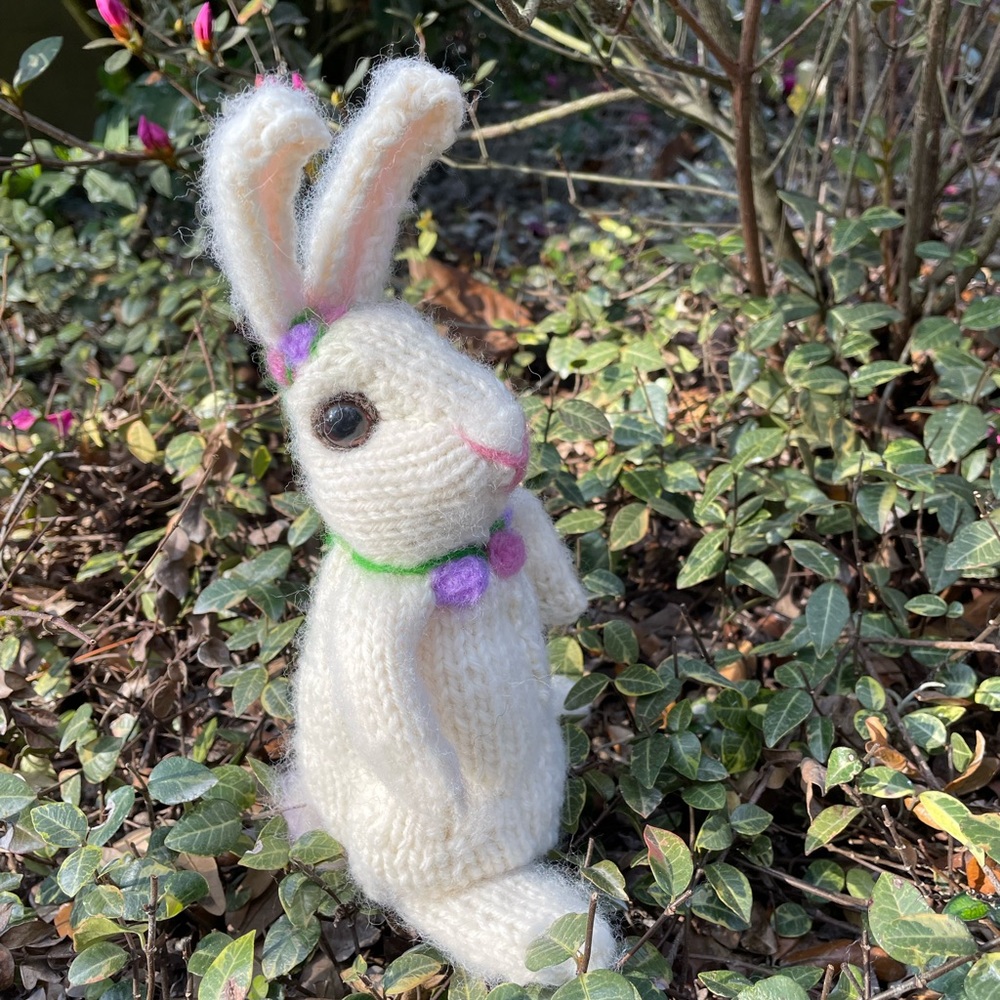 Hand crafted knit and needle felted bunny rabbit unique original handmade - Picture 2 of 16